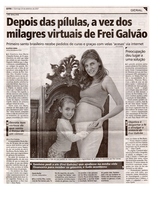 Frei Galvão no Jornal Extra