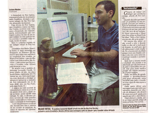 Frei Galvão no Jornal Vale Paraibano